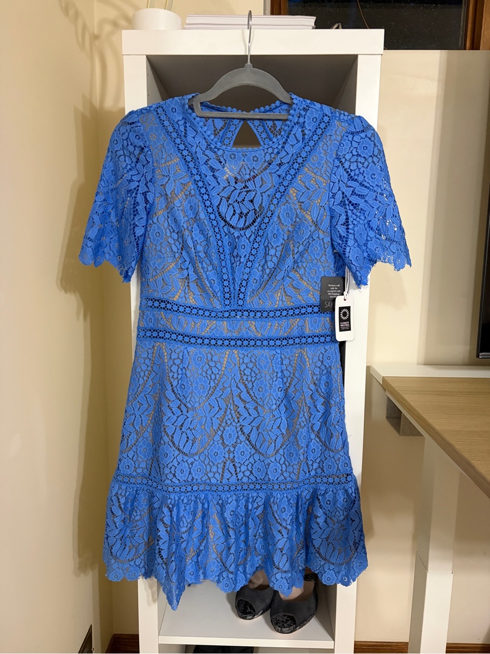 SAYLOR Cobalt Blue Lace Short-Sleeve Fit & Flare Dress